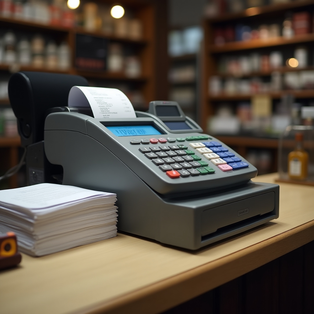 Registratore di cassa in tabaccheria con procedure di chiusura